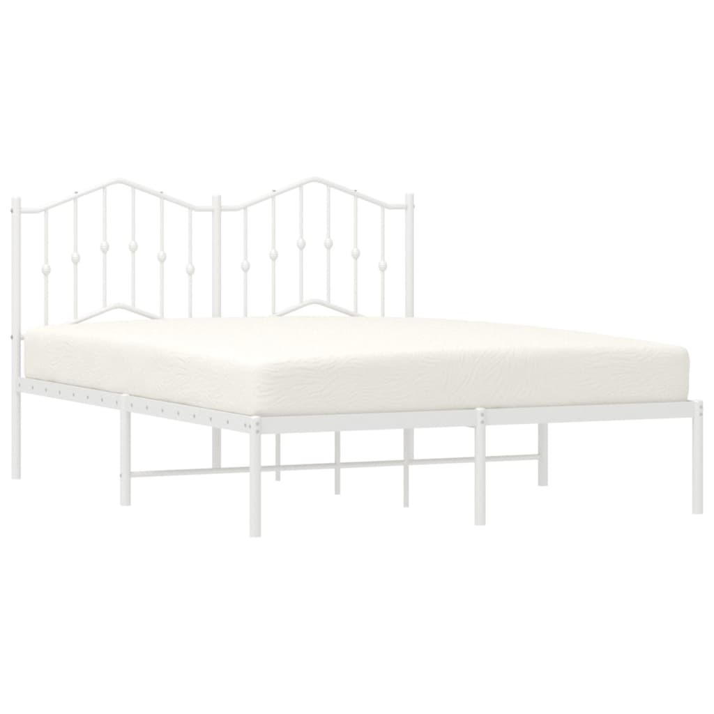 vidaXL Cadre de lit métal sans matelas et tête de lit blanc 135x190 cm