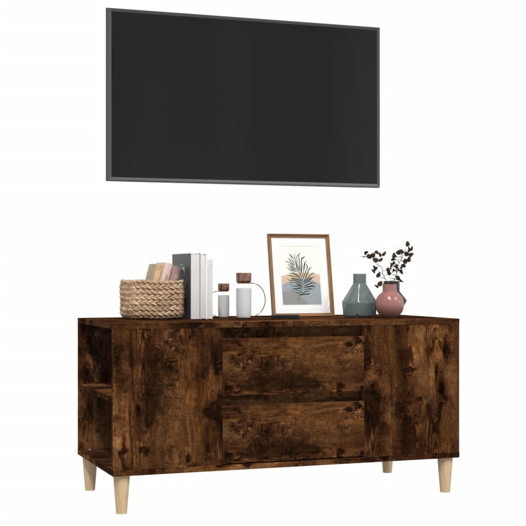 vidaXL Meuble TV Chêne fumé 102x44,5x50 cm Bois d'ingénierie