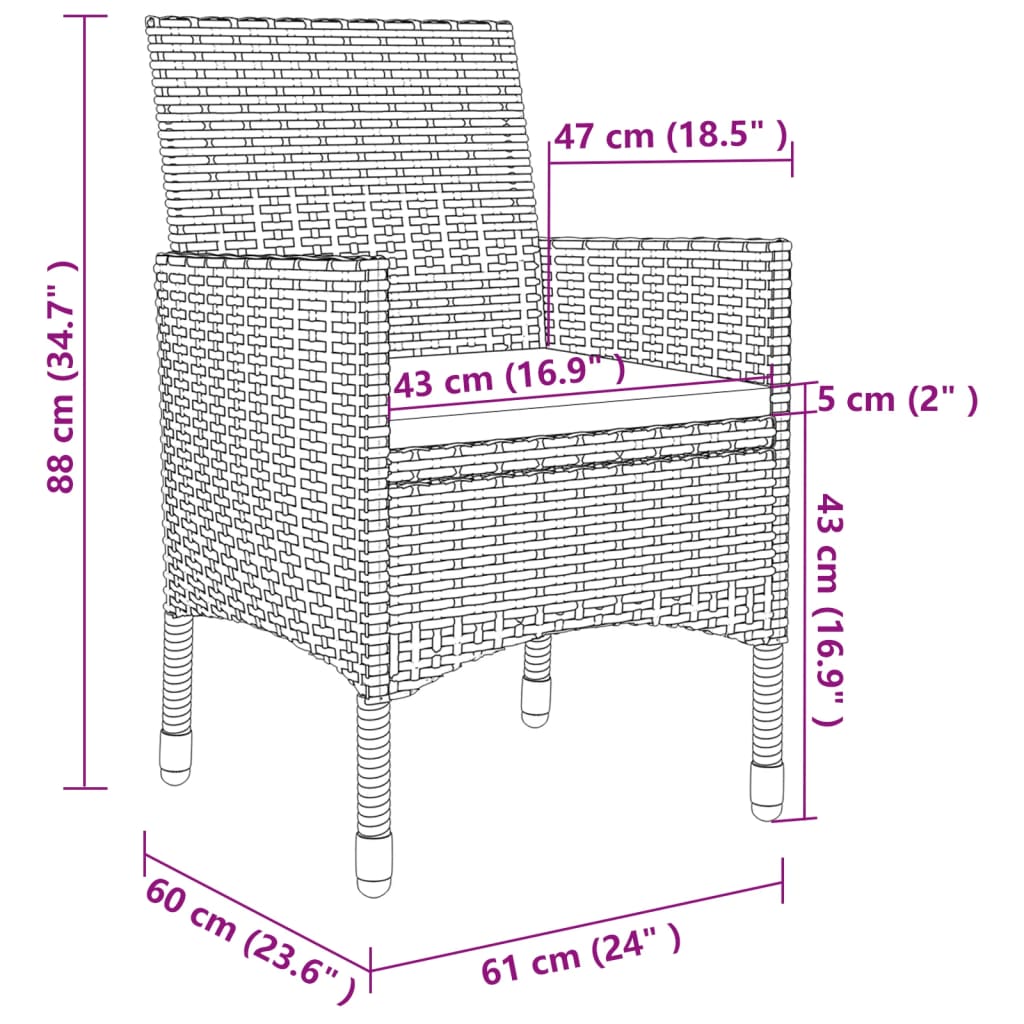 vidaXL Ensemble à dîner de jardin coussins 5 pcs Résine tressée Verre