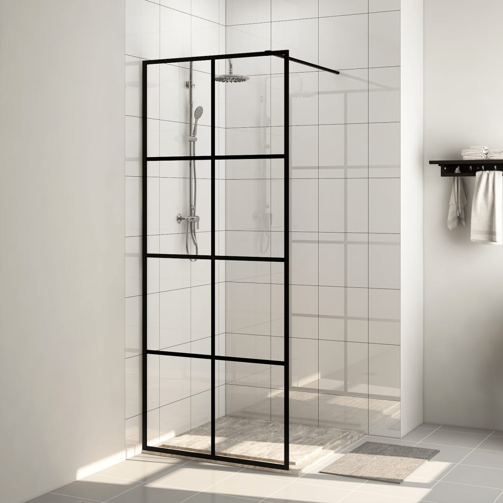 vidaXL Paroi de douche avec verre ESG transparent 80x195 cm Noir