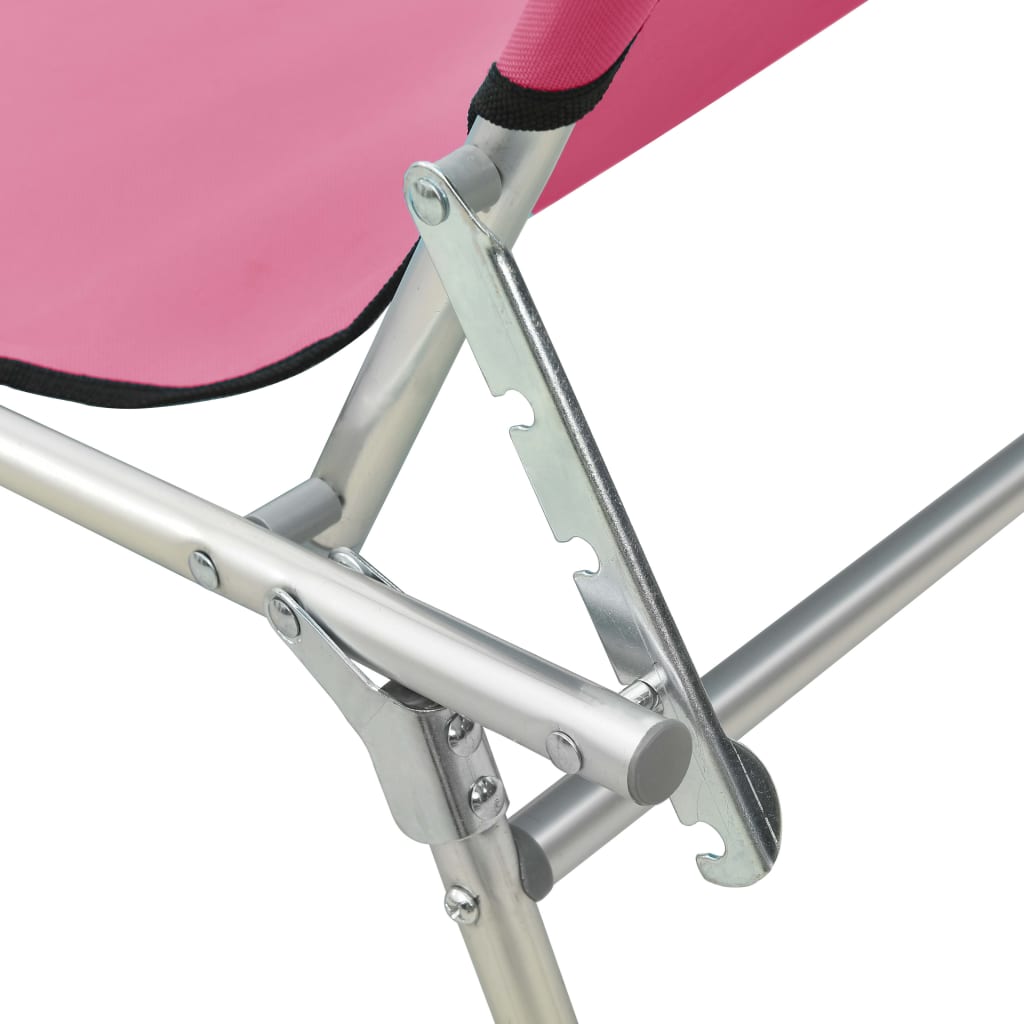 vidaXL Chaise longue pliable avec auvent rose aluminium