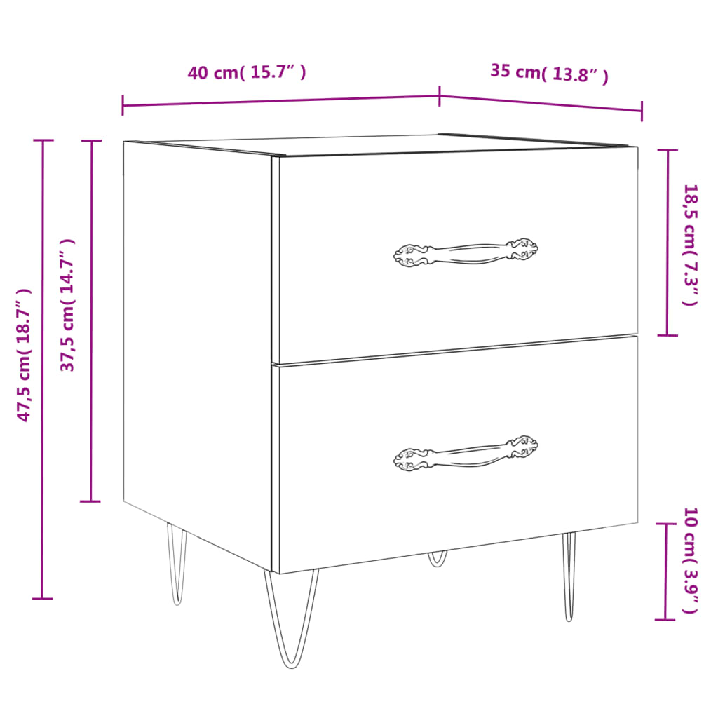 vidaXL Table de chevet chêne sonoma 40x35x47,5 cm bois d’ingénierie