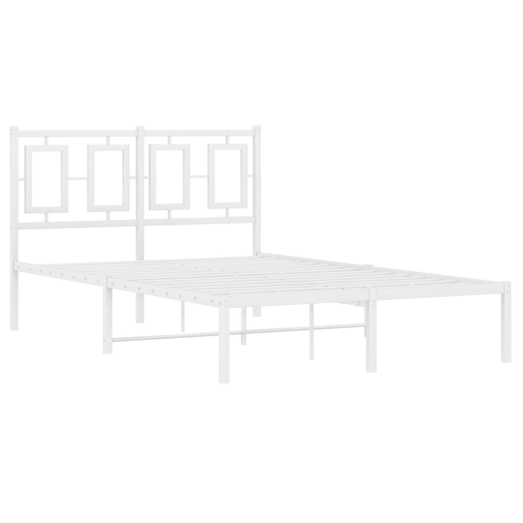 vidaXL Cadre de lit métal avec tête de lit blanc 120x200 cm