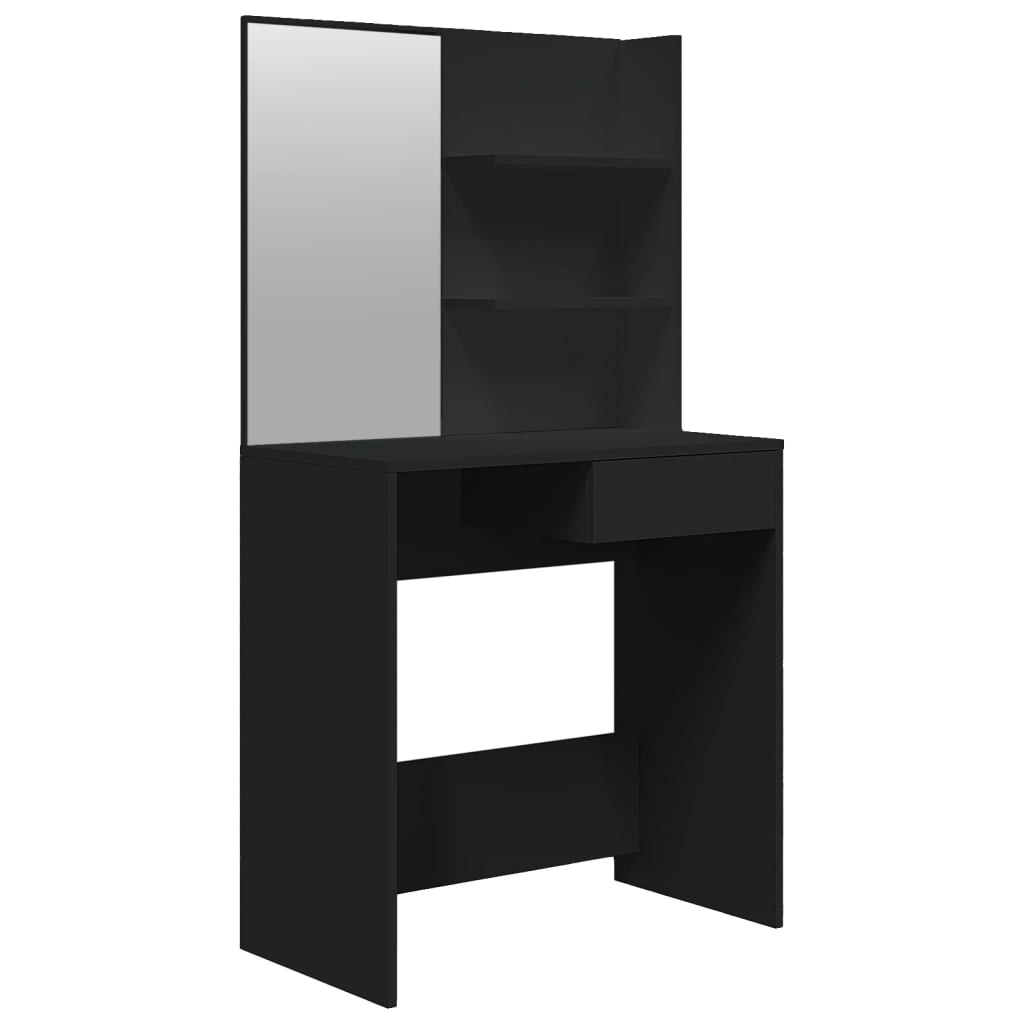 vidaXL Coiffeuse avec miroir noir 74,5x40x141 cm