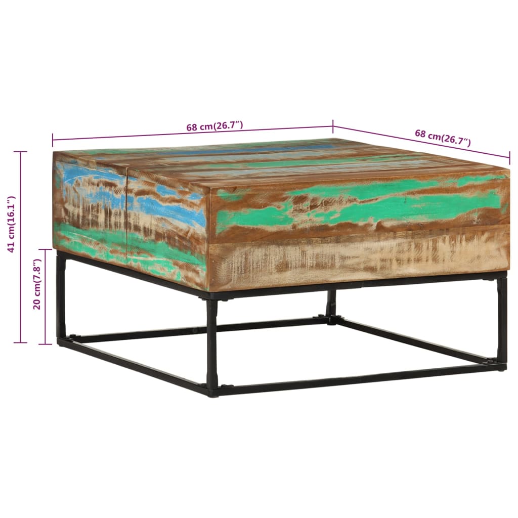 vidaXL Table basse 68x68x41 cm bois de récupération massif