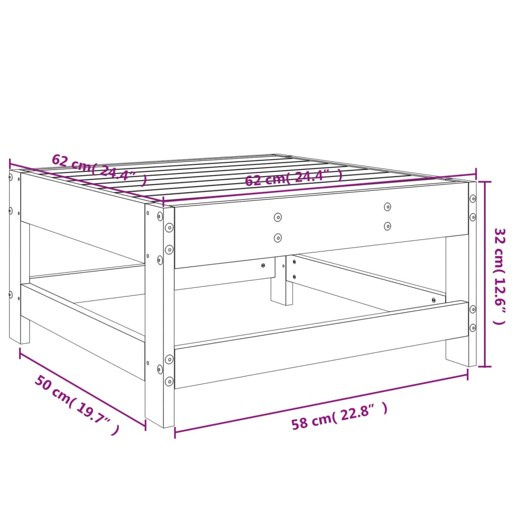 vidaXL Repose-pied de jardin blanc bois de pin massif