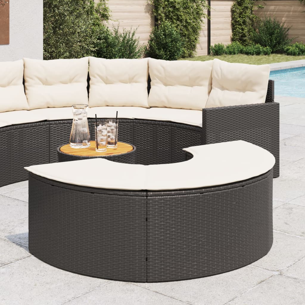 vidaXL Tabouret de jardin avec coussin noir résine tressée