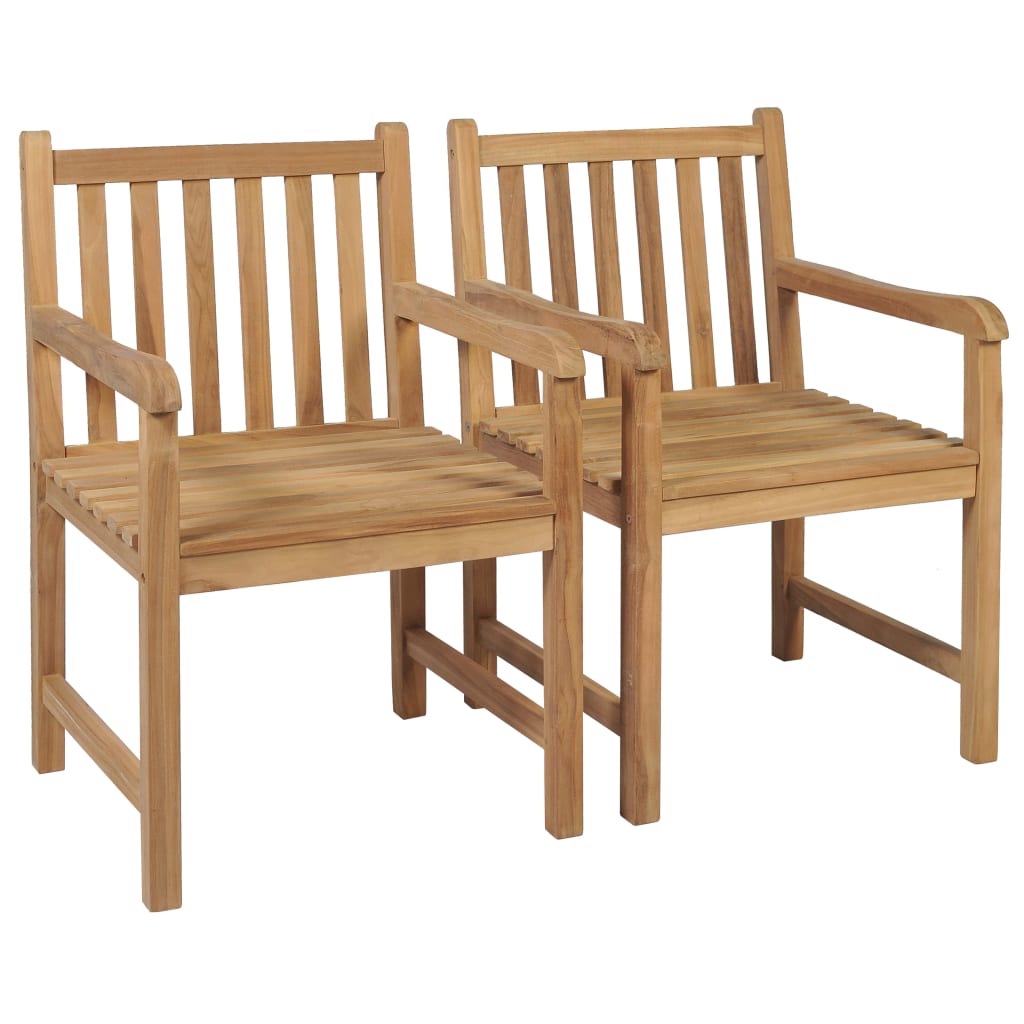 vidaXL Chaises de jardin lot de 2 et coussins vert Bois de teck massif