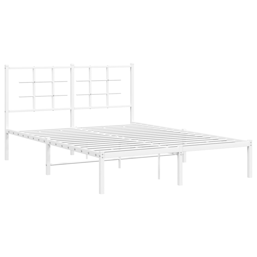 vidaXL Cadre de lit métal sans matelas et tête de lit blanc 140x200 cm