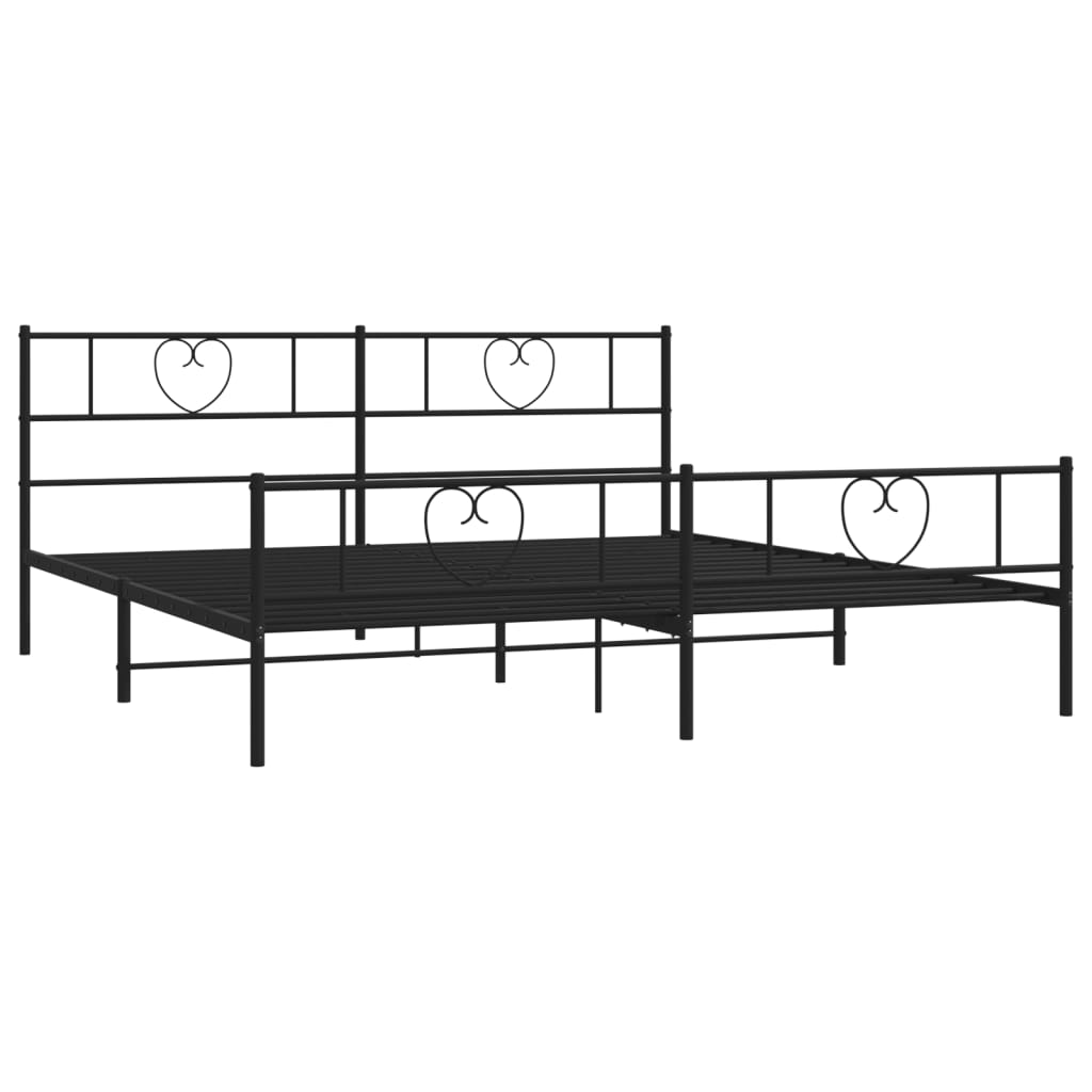 vidaXL Cadre de lit métal sans matelas avec pied de lit noir 200x200cm