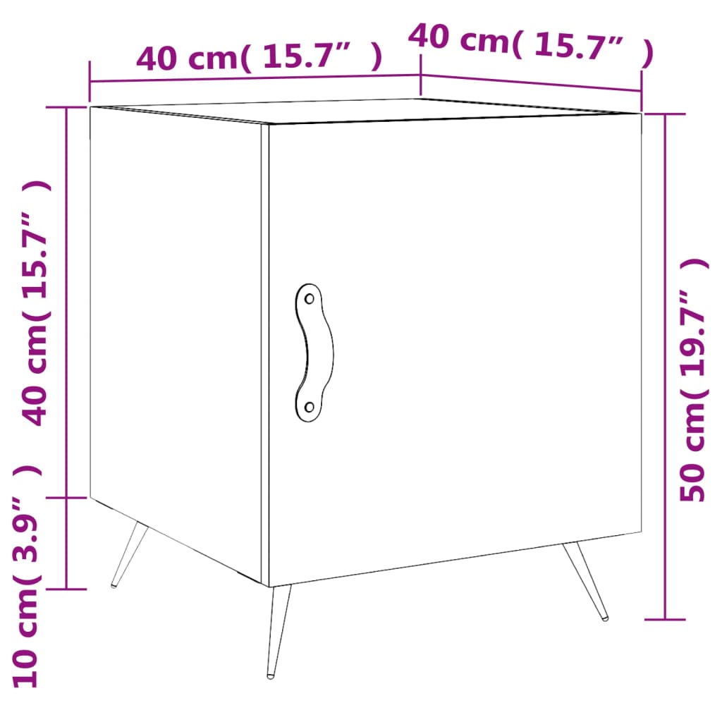 vidaXL Tables de chevet 2 pcs blanc 40x40x50 cm bois d’ingénierie