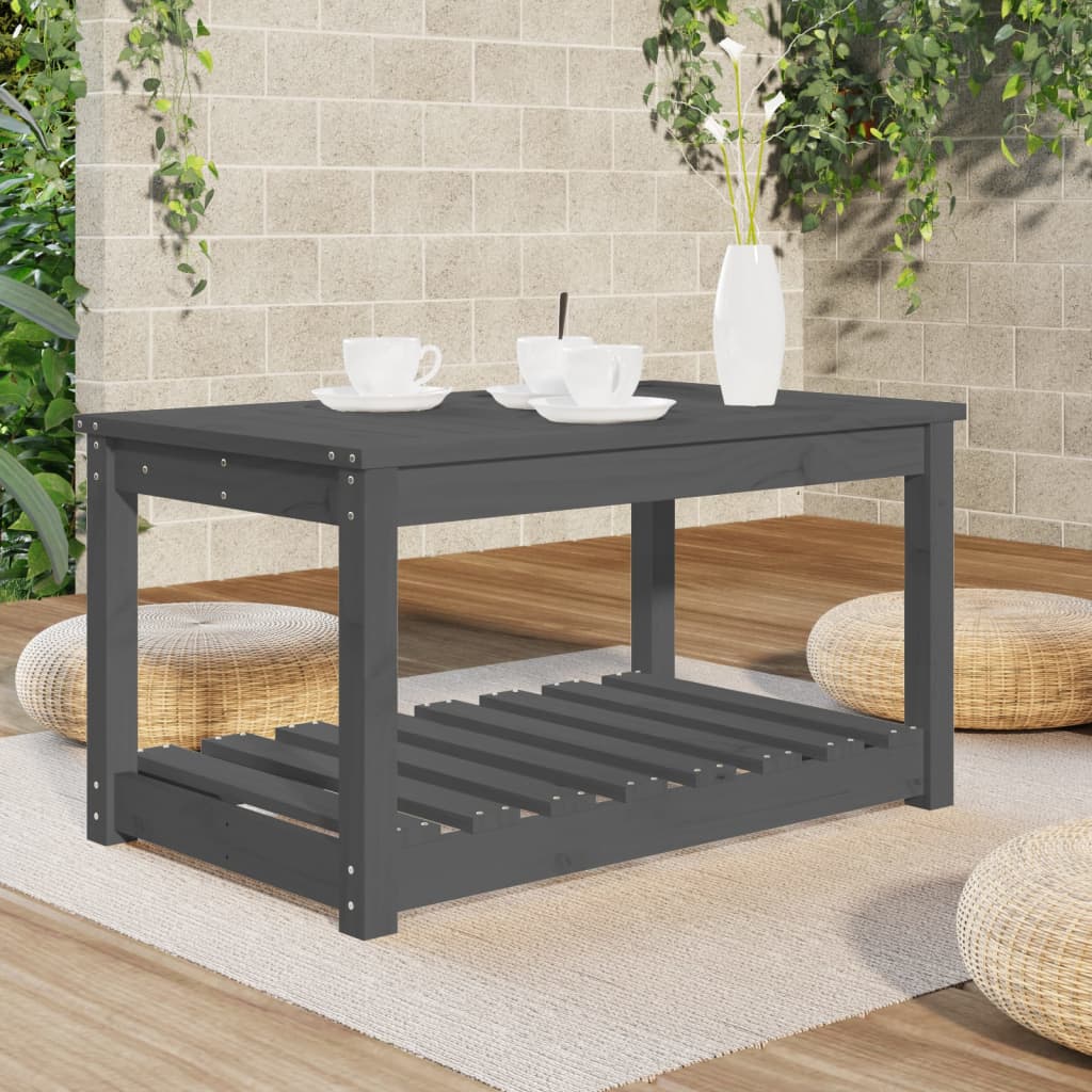 vidaXL Table de jardin gris 82,5x50,5x45 cm bois massif de pin