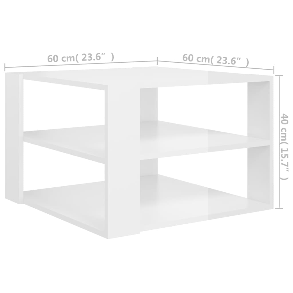 vidaXL Table basse blanc brillant 60x60x40 cm bois d'ingénierie
