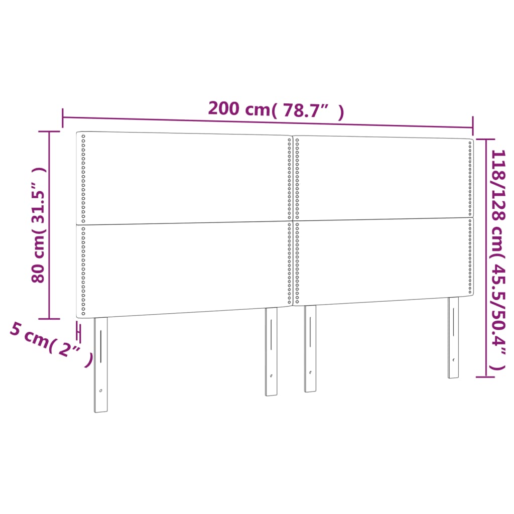 vidaXL Têtes de lit 4 pcs Blanc 100x5x78/88 cm Similicuir