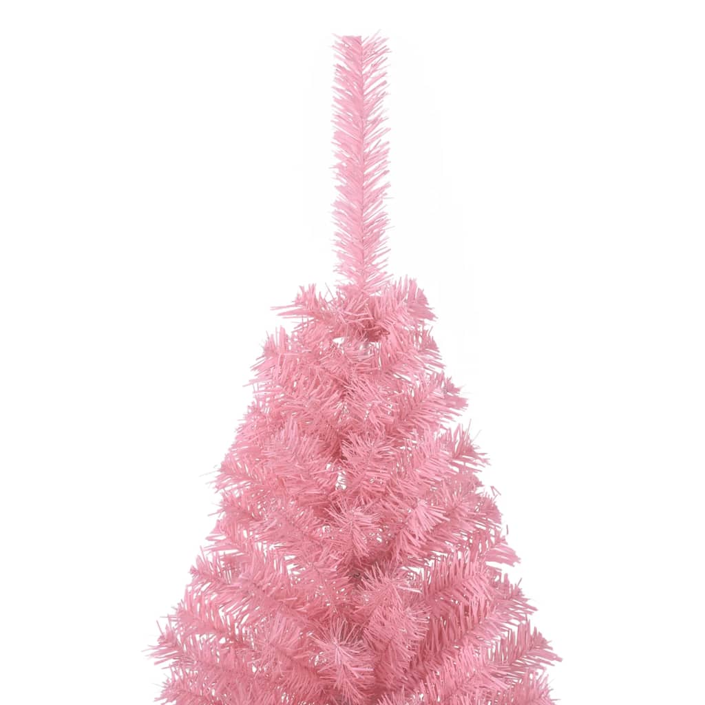 vidaXL Demi sapin de Noël artificiel avec support Rose 150 cm PVC