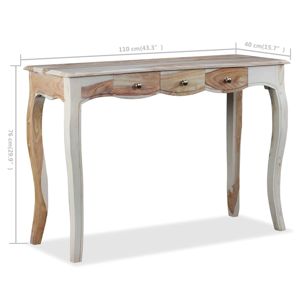 vidaXL Table console et 3 tiroirs Bois massif 110x40x76 cm
