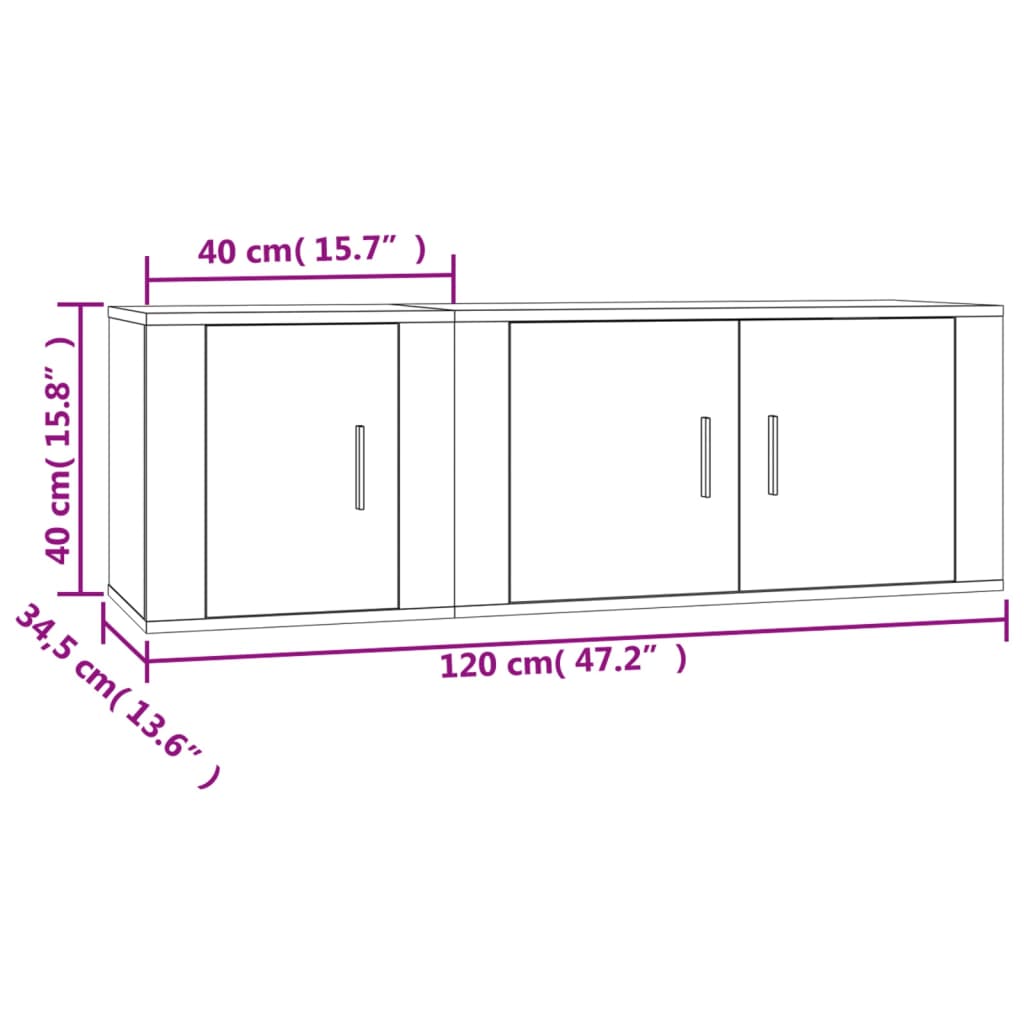 vidaXL Ensemble de meubles TV 2 pcs gris béton bois d'ingénierie