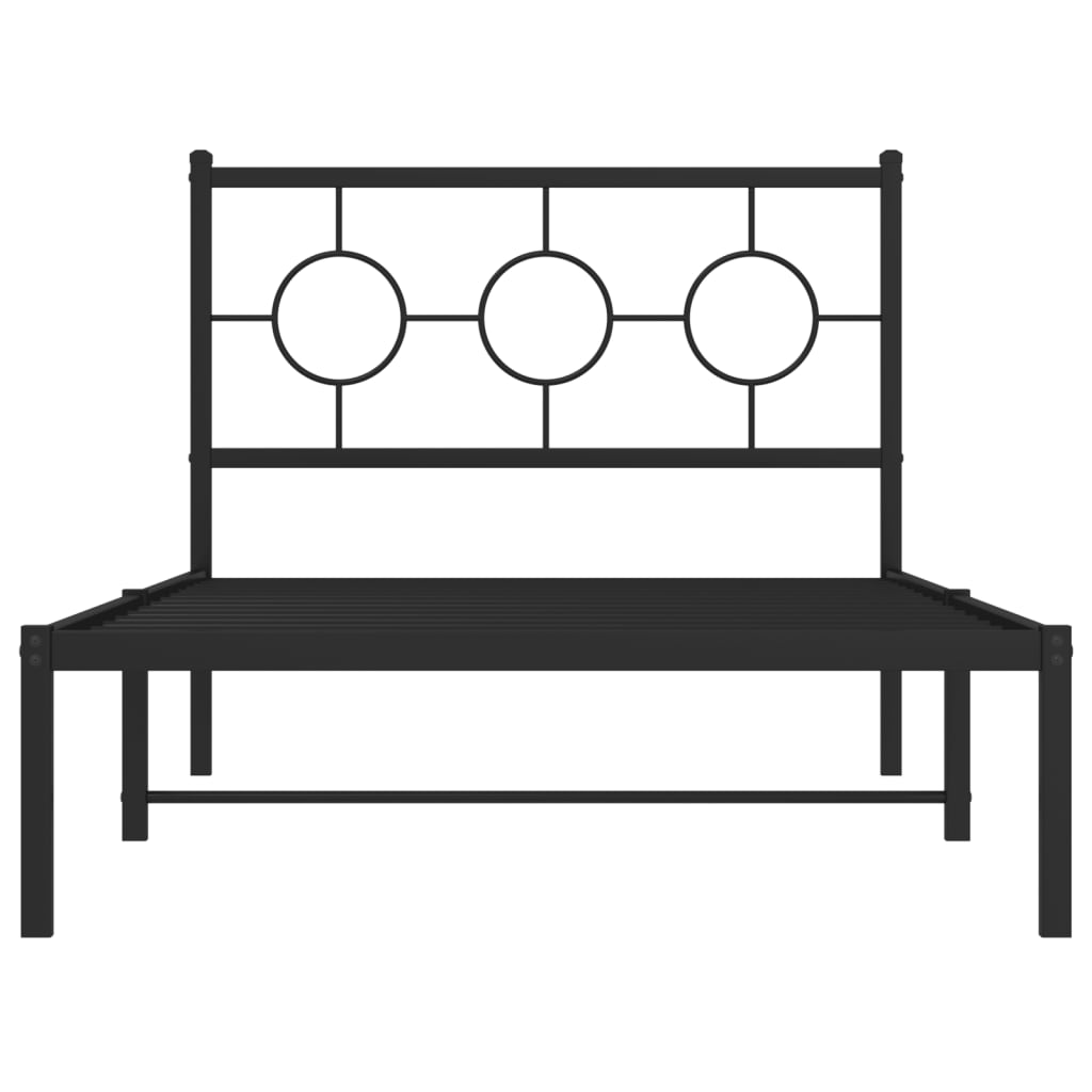 vidaXL Cadre de lit métal sans matelas avec tête de lit noir 100x190cm