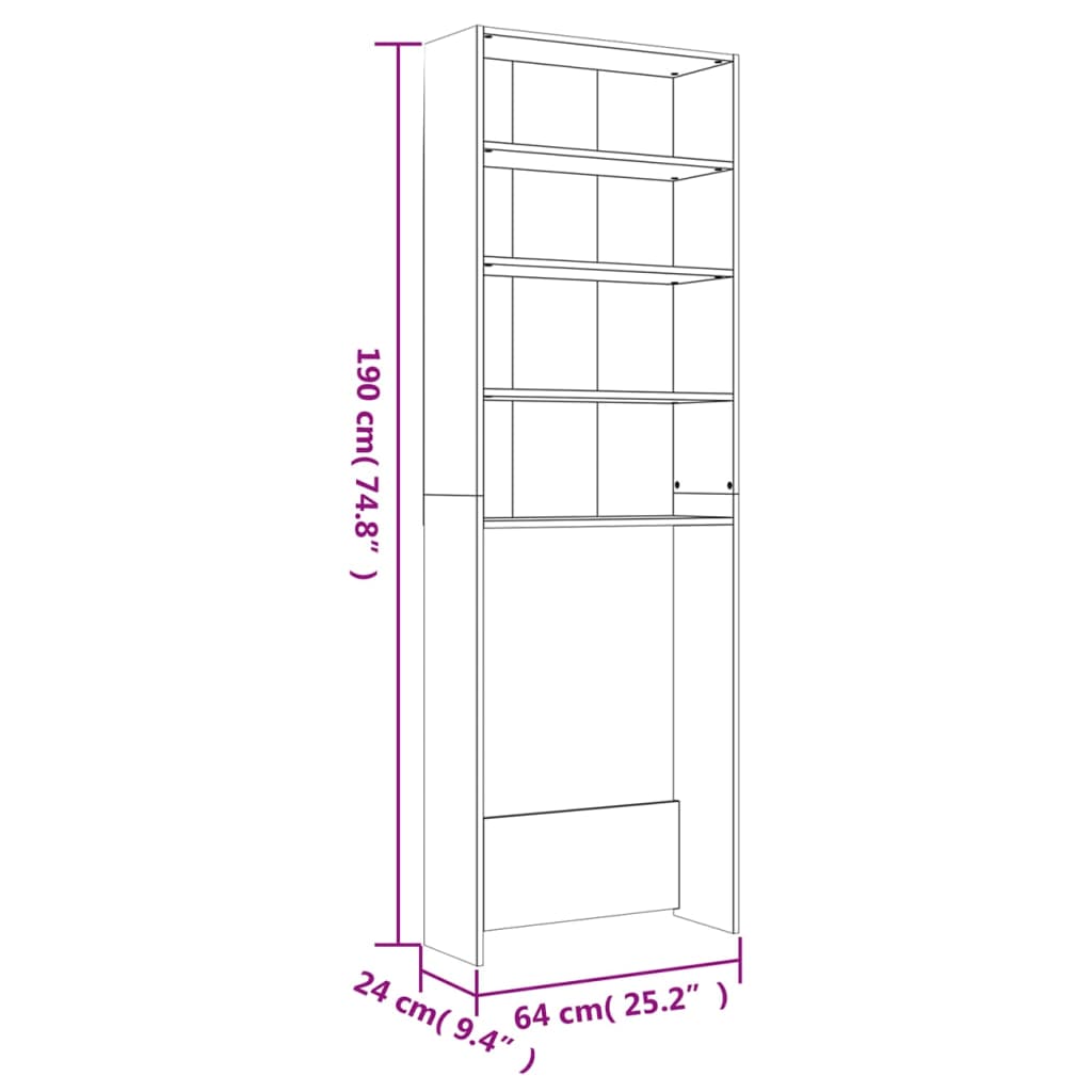 vidaXL Meuble de machine à laver Chêne sonoma 64x24x190 cm