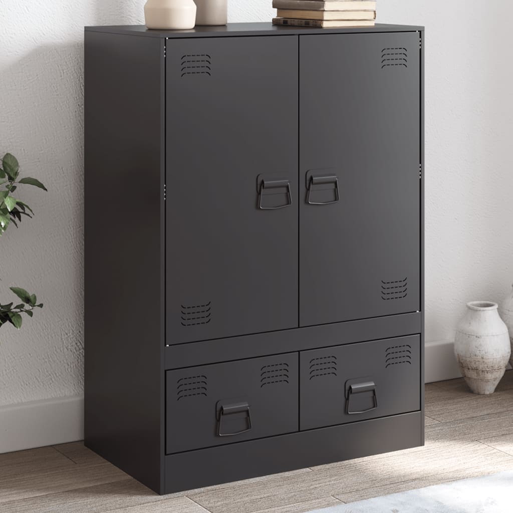 vidaXL Buffet haut noir 67x39x95 cm acier