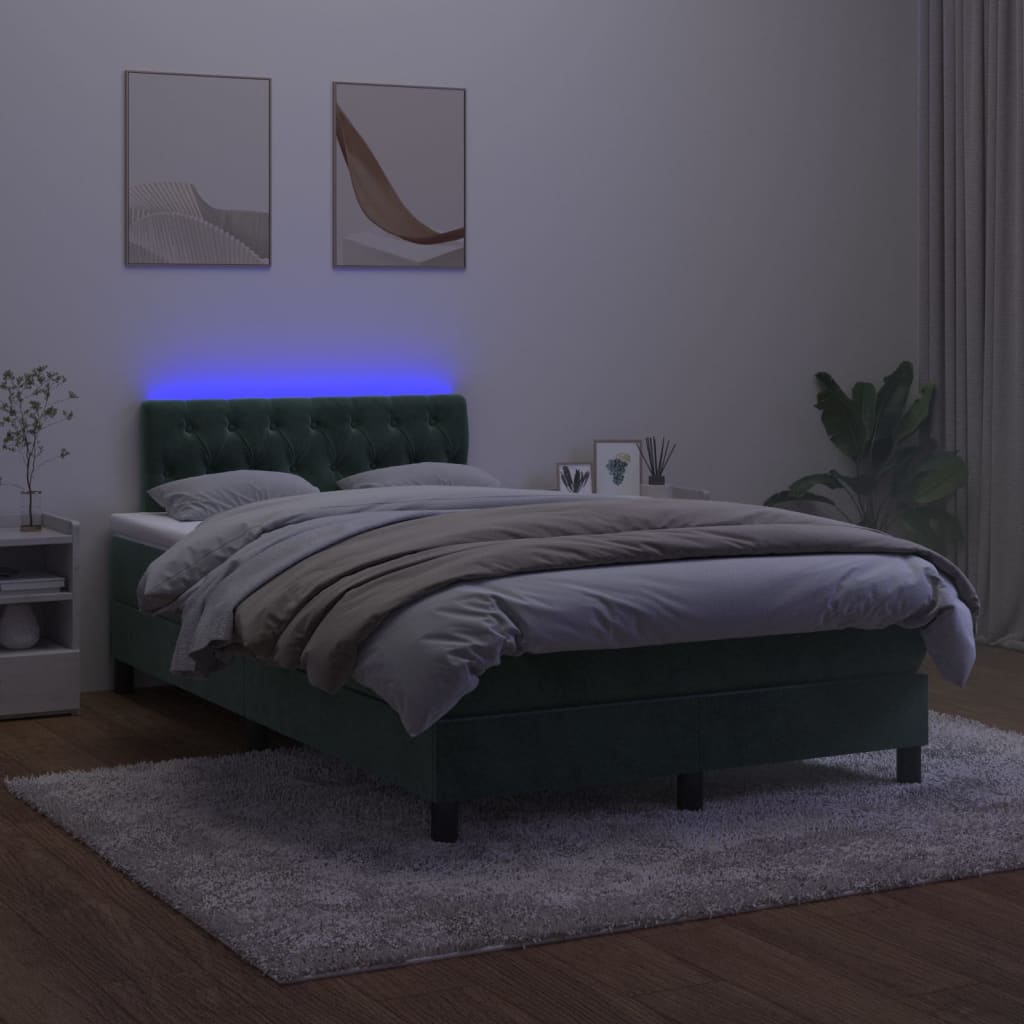 vidaXL Sommier à lattes de lit avec matelas LED Vert foncé 120x200 cm