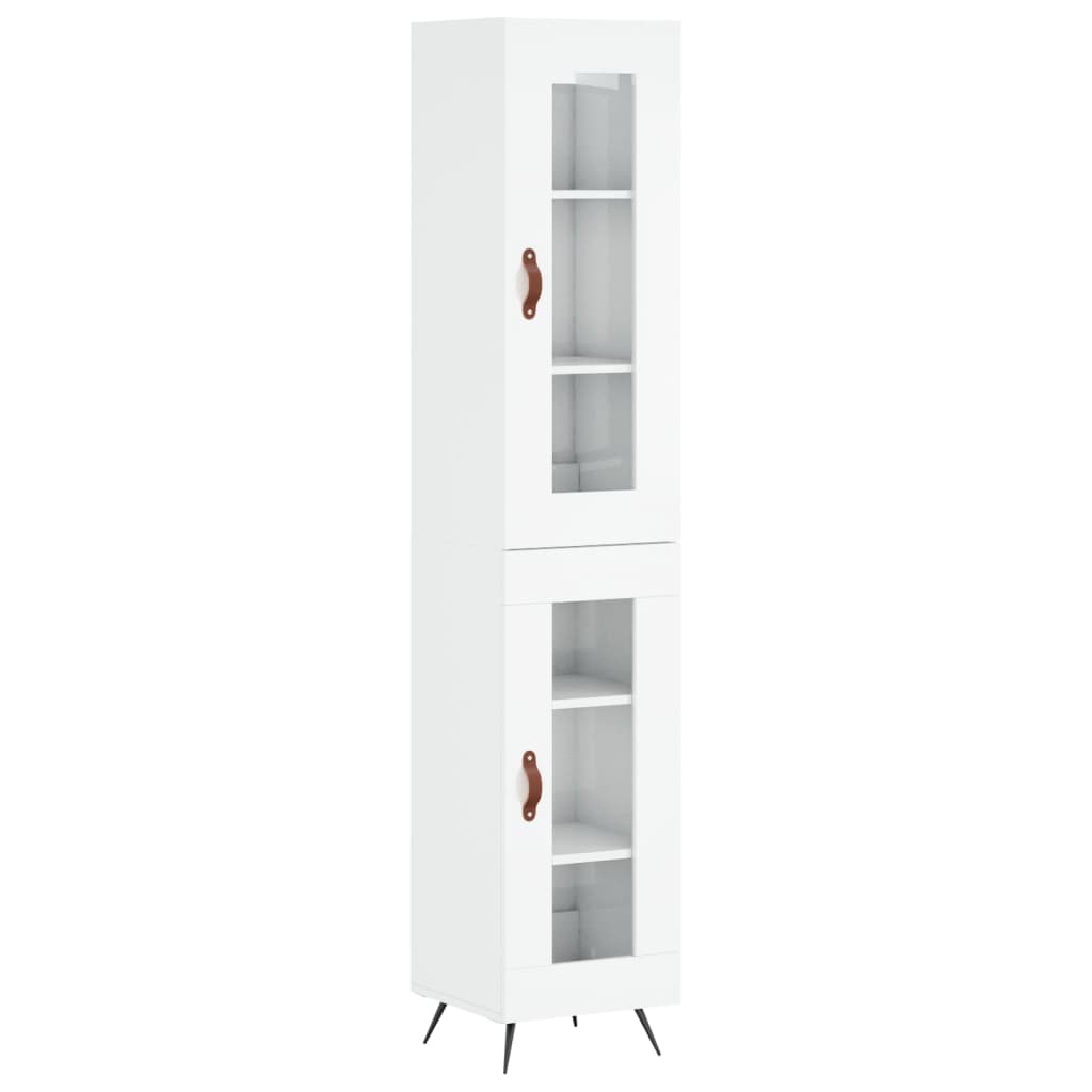 vidaXL Buffet haut Blanc brillant 34,5x34x180 cm Bois d'ingénierie