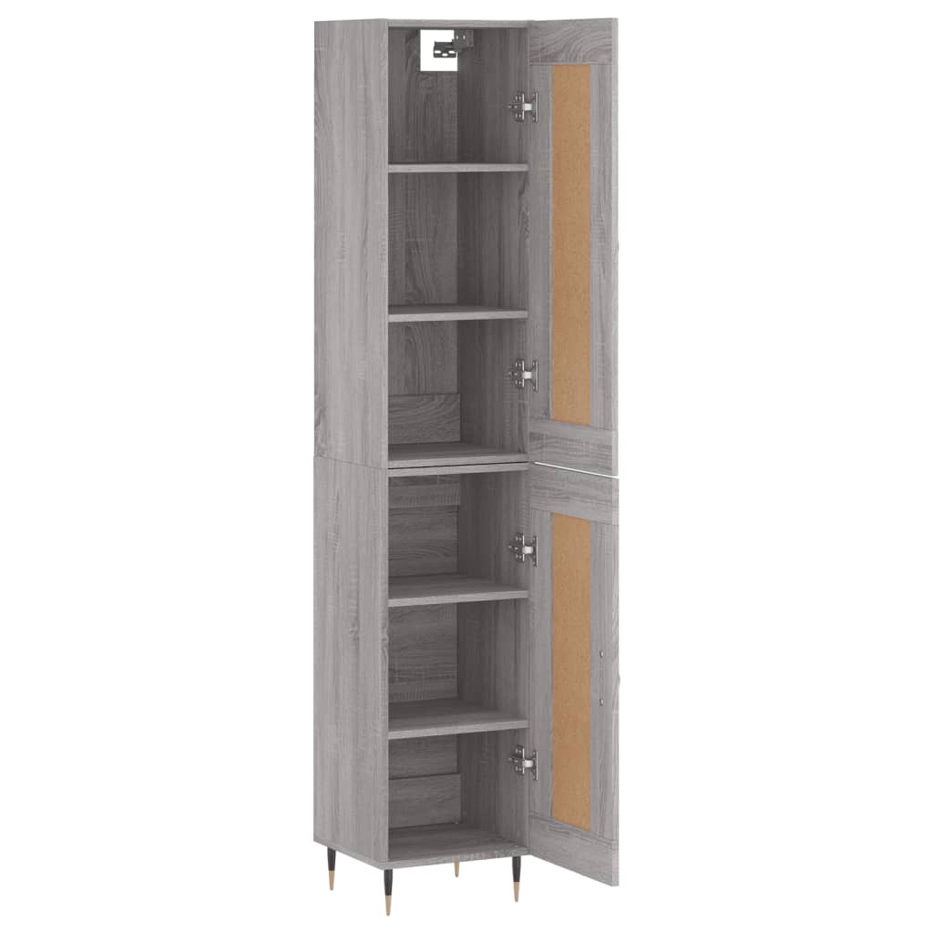 vidaXL Buffet haut Sonoma gris 34,5x34x180 cm Bois d'ingénierie