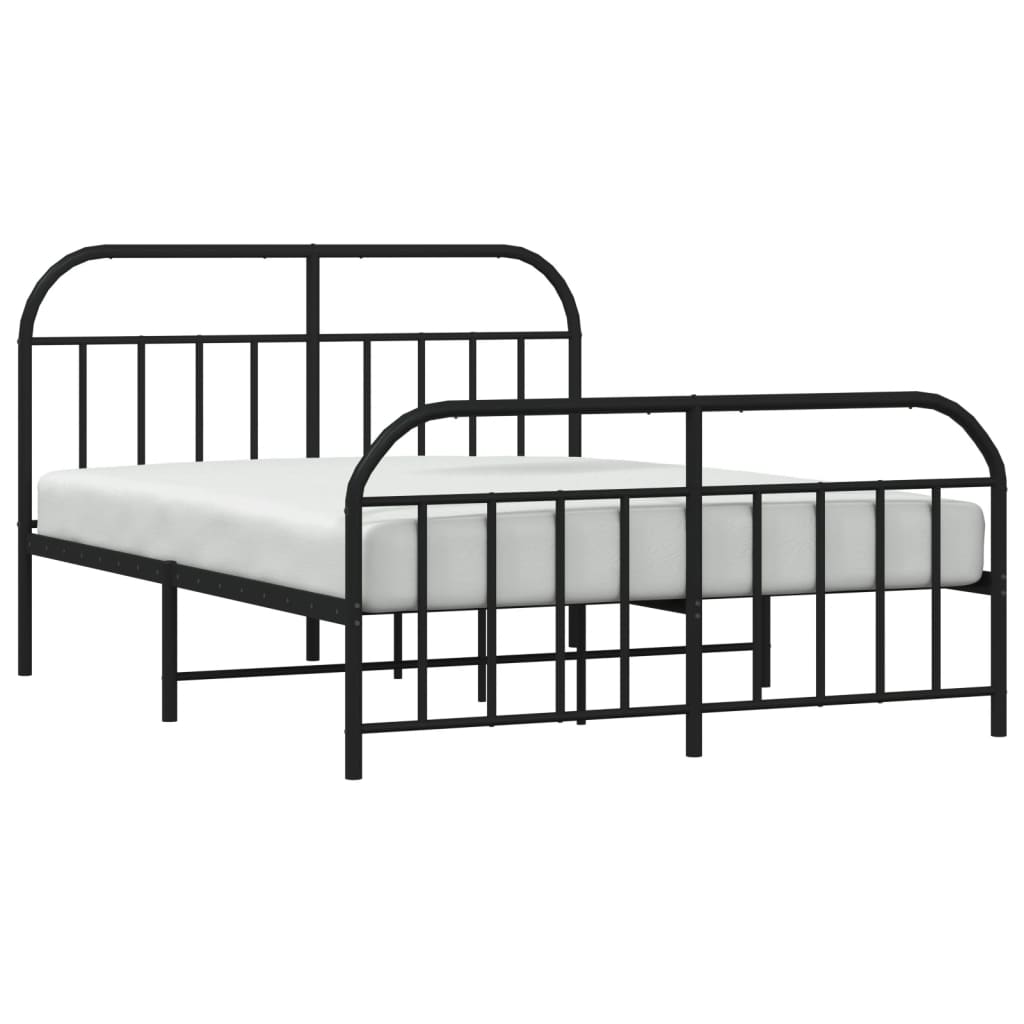 vidaXL Cadre de lit métal sans matelas avec pied de lit noir 135x190cm