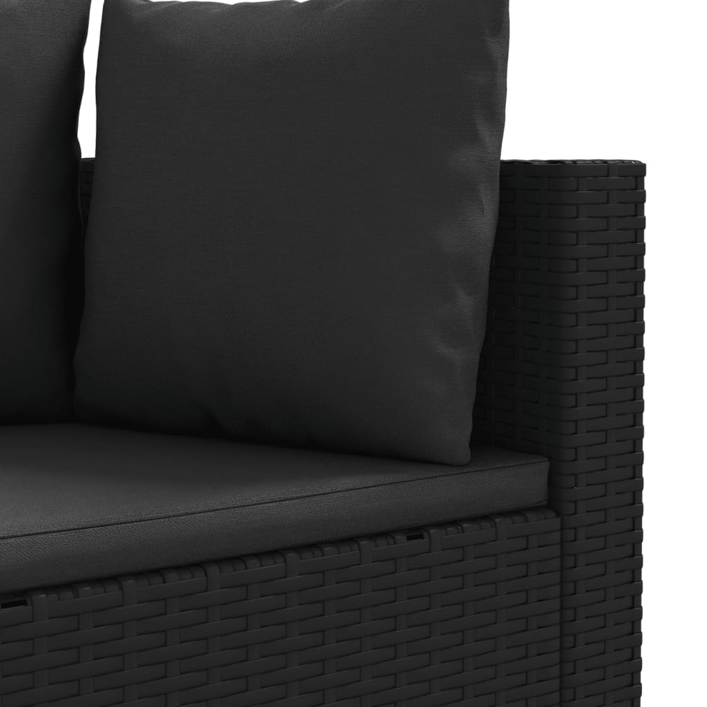 vidaXL Salon de jardin 6 pcs avec coussins noir résine tressée