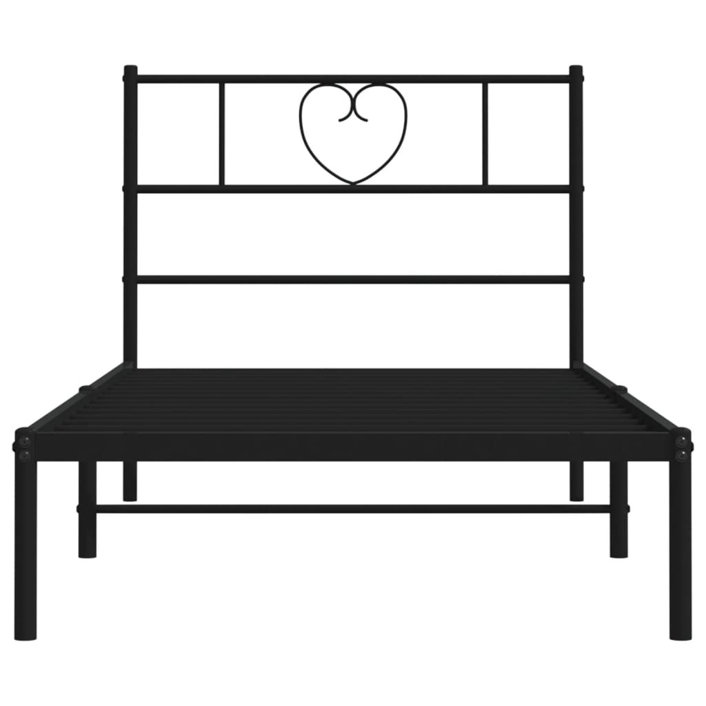 vidaXL Cadre de lit métal sans matelas avec tête de lit noir 90x190 cm