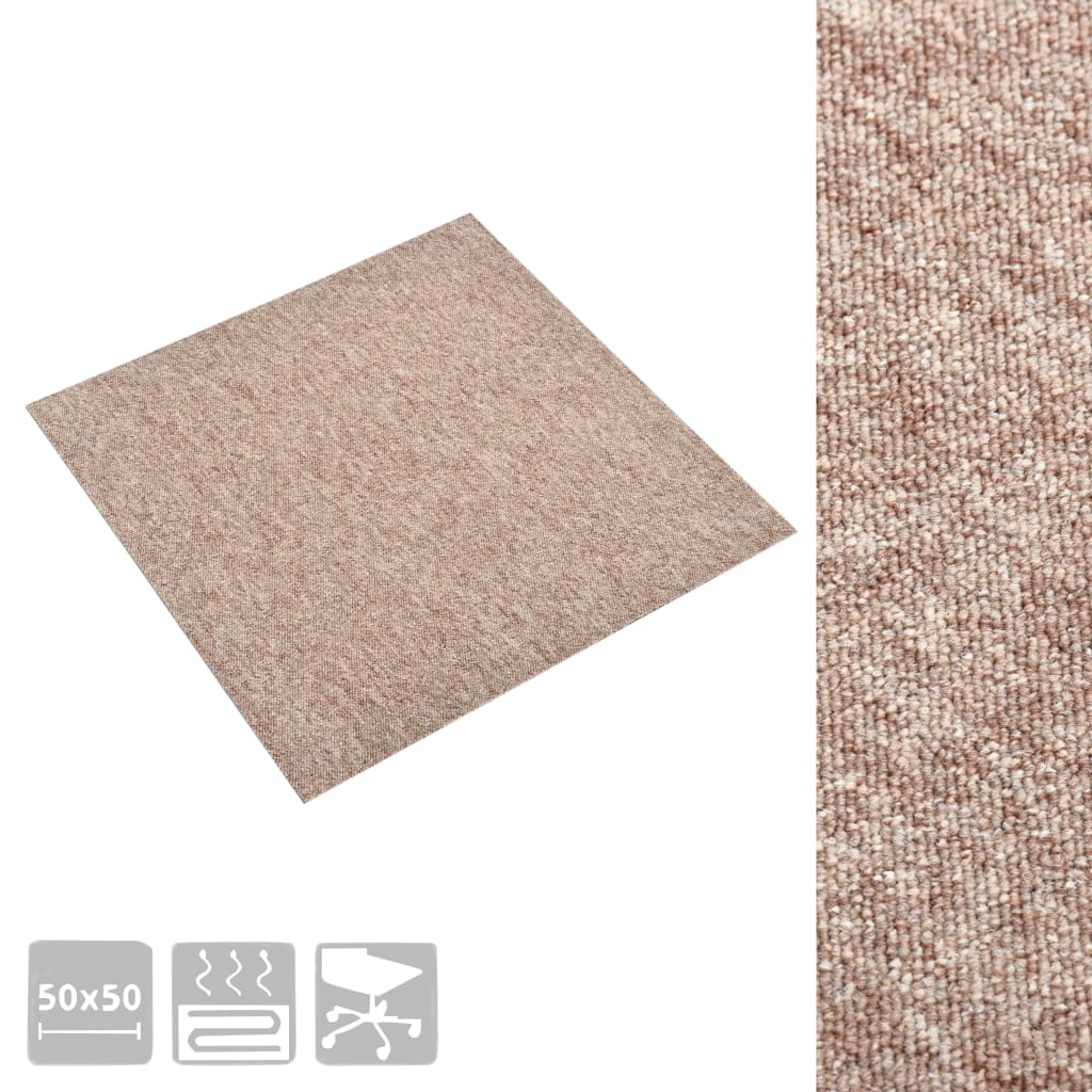 vidaXL Dalles de tapis de sol 20 pcs 5 m² 50x50 cm Beige