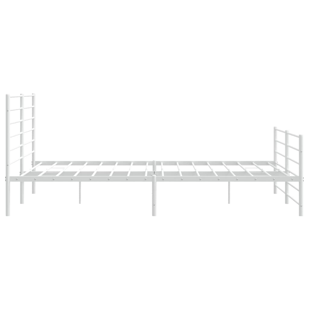 vidaXL Cadre de lit métal sans matelas et pied de lit blanc 193x203 cm