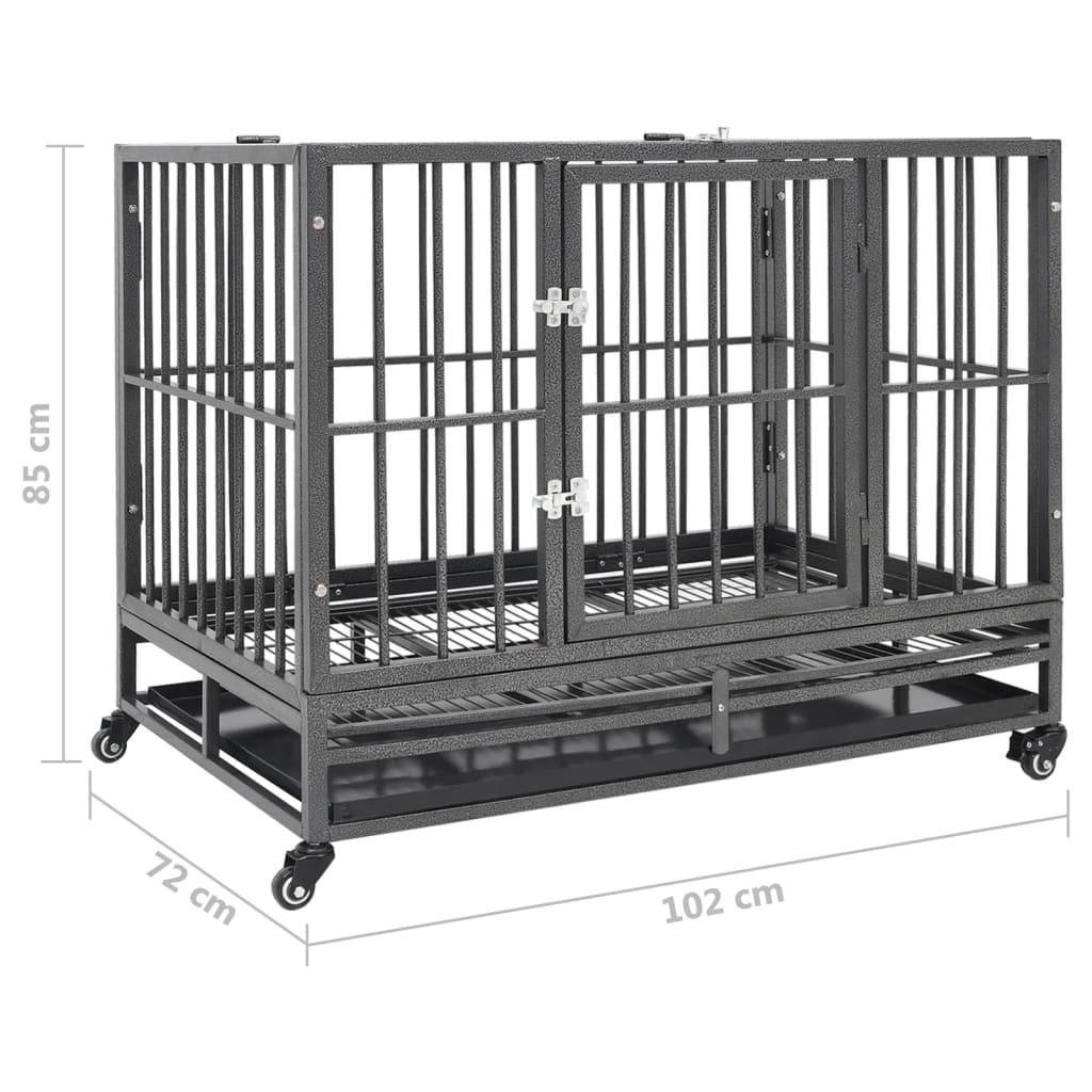 vidaXL Cage pour chien avec roues et toit Acier 102x72x85 cm