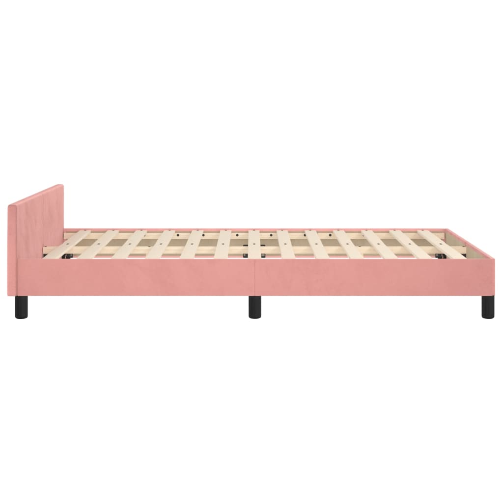 vidaXL Cadre de lit avec tête de lit rose 120x190 cm velours