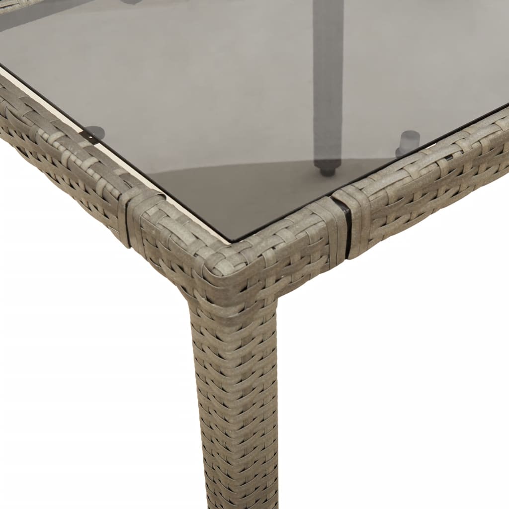 vidaXL Table de jardin dessus en verre Gris 150x90x75cm Résine tressée