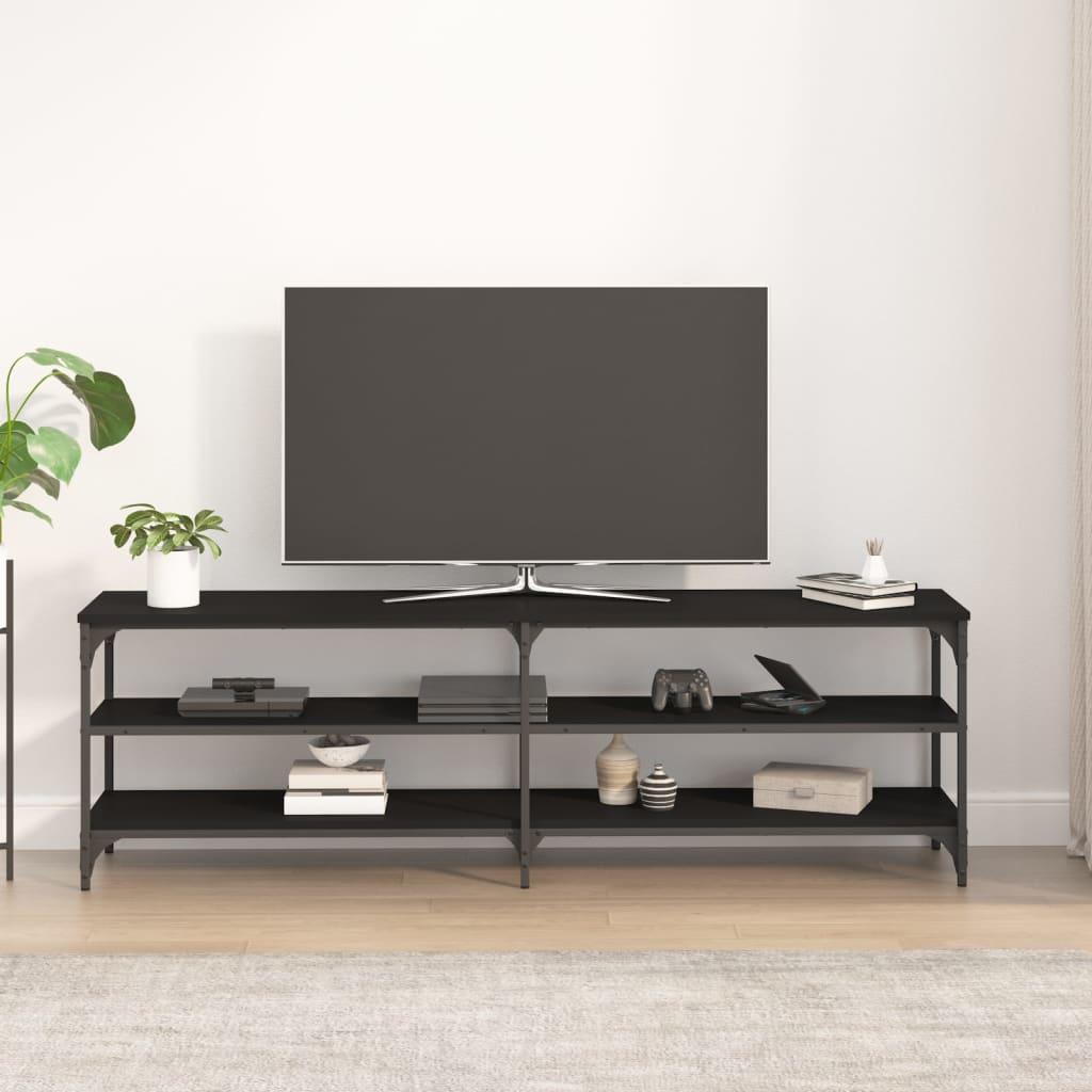vidaXL Meuble TV noir 160x30x50 cm bois d'ingénierie