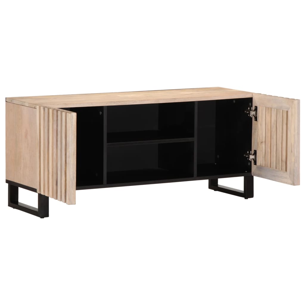 vidaXL Meuble TV blanc 105x34x46 cm bois massif de manguier