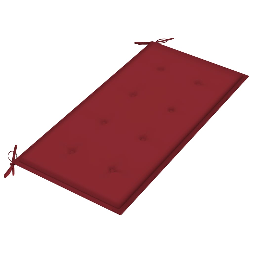 vidaXL Banc de jardin avec coussin rouge bordeaux 112 cm Teck massif