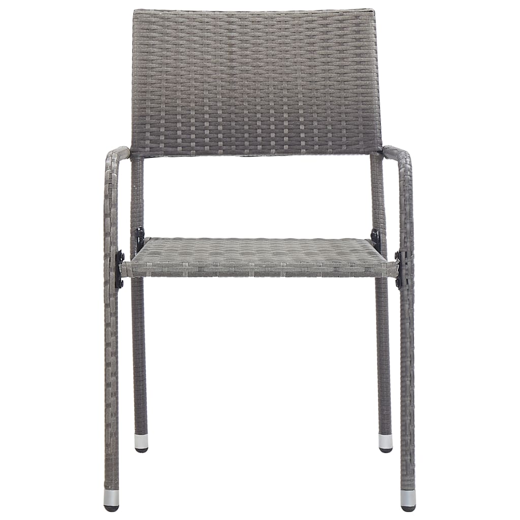 vidaXL Chaise à dîner de jardin empilable lot de 4 gris résine tressée