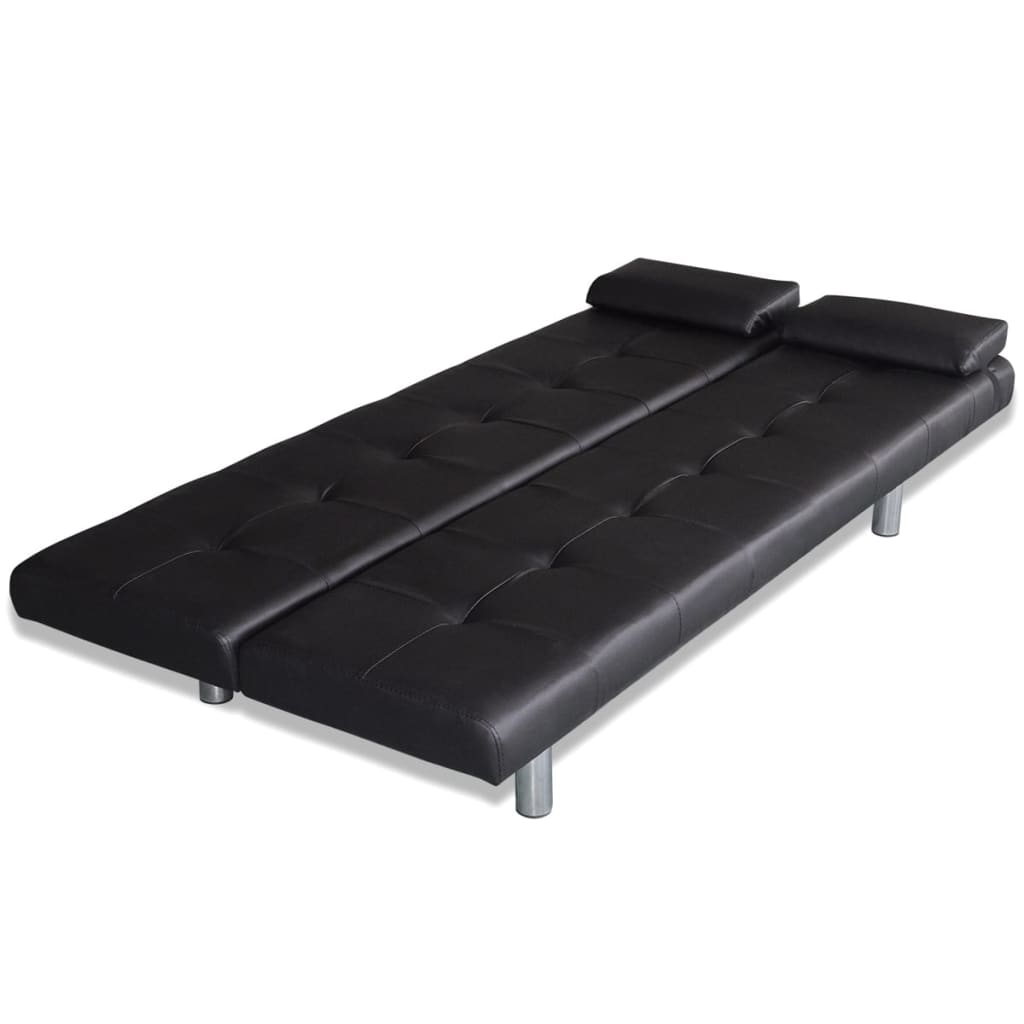 vidaXL Canapé-lit réglable avec deux oreillers Similicuir Noir
