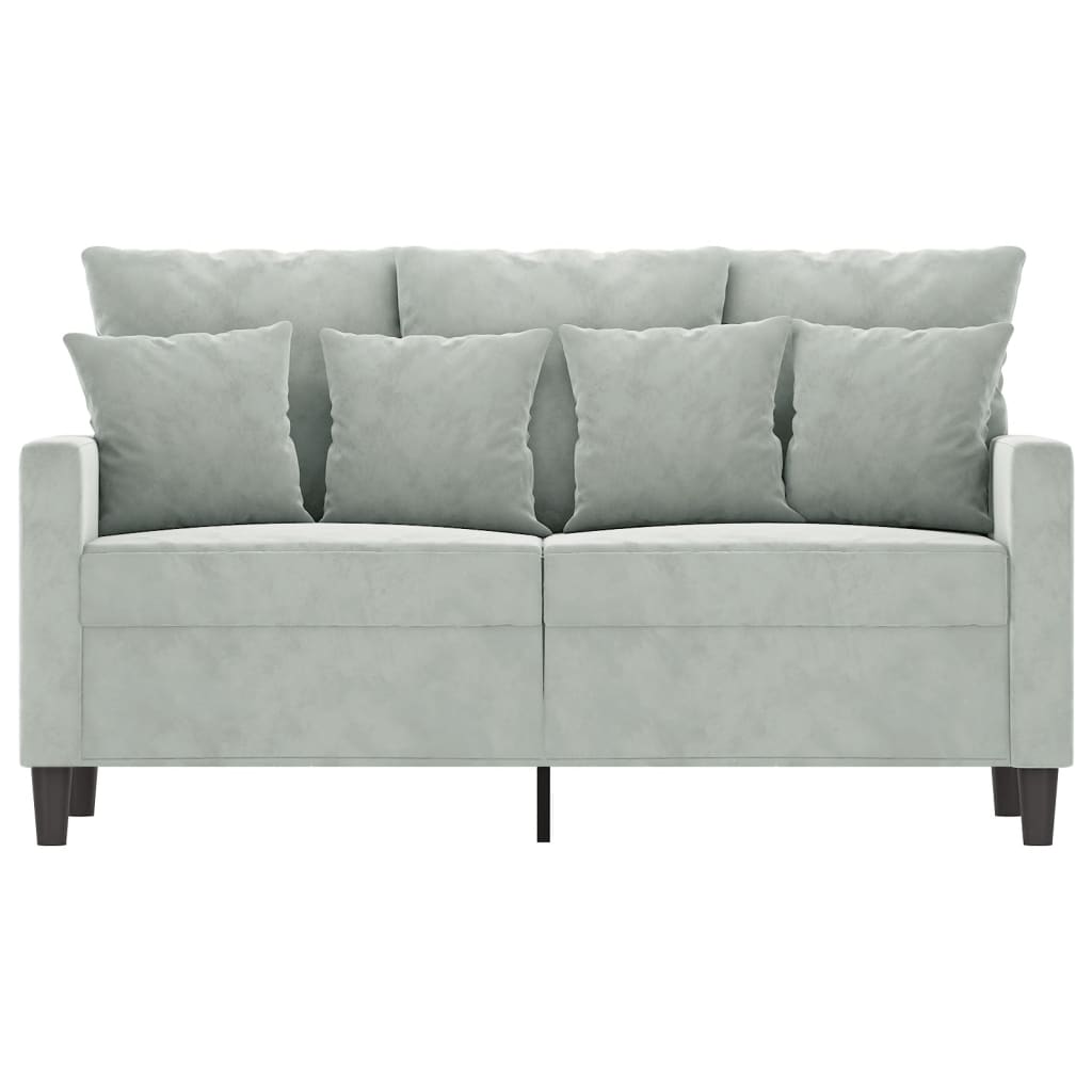 vidaXL Canapé à 2 places Gris clair 120 cm Velours