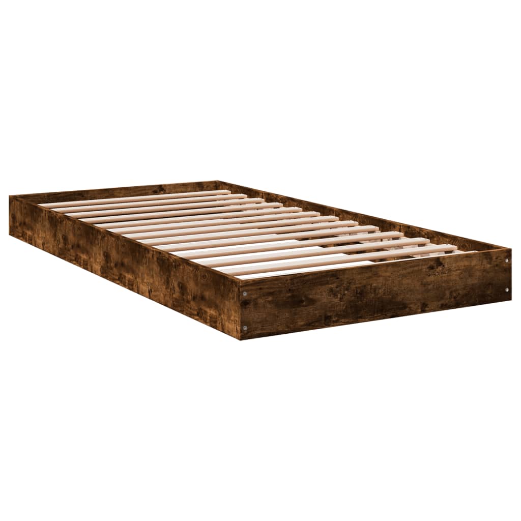 vidaXL Cadre de lit sans matelas chêne fumé 100x200 cm bois ingénierie