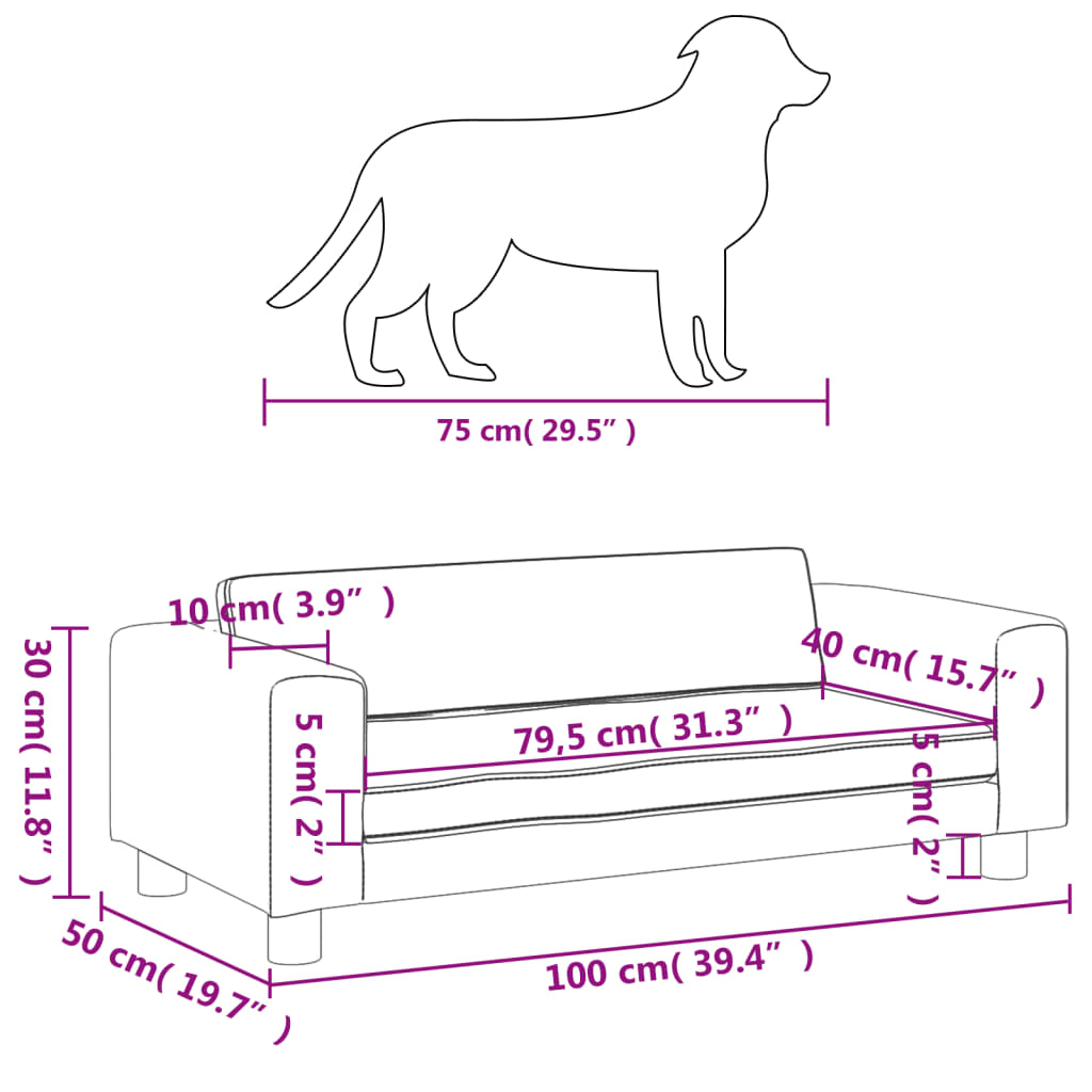 vidaXL Lit pour chien avec extension rose 100x50x30 cm velours