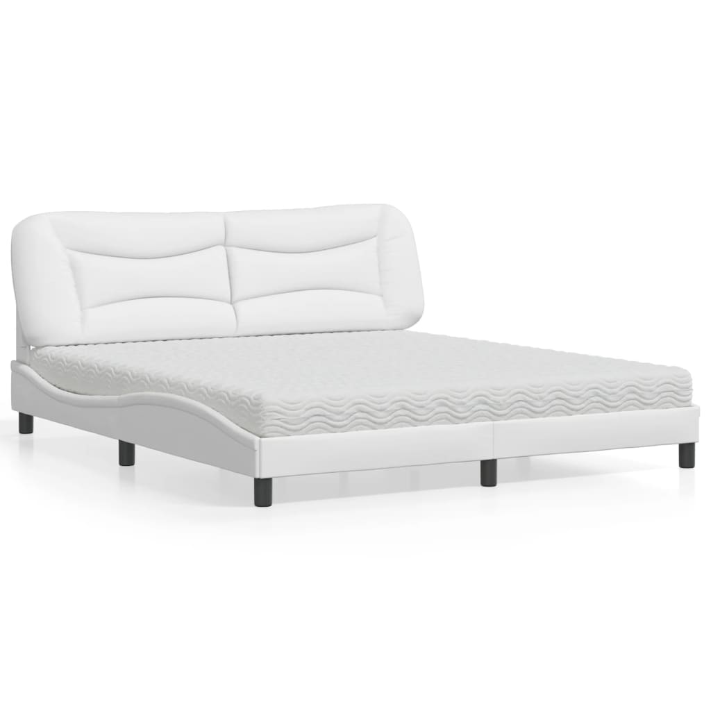 vidaXL Lit avec matelas blanc 180x200 cm similicuir