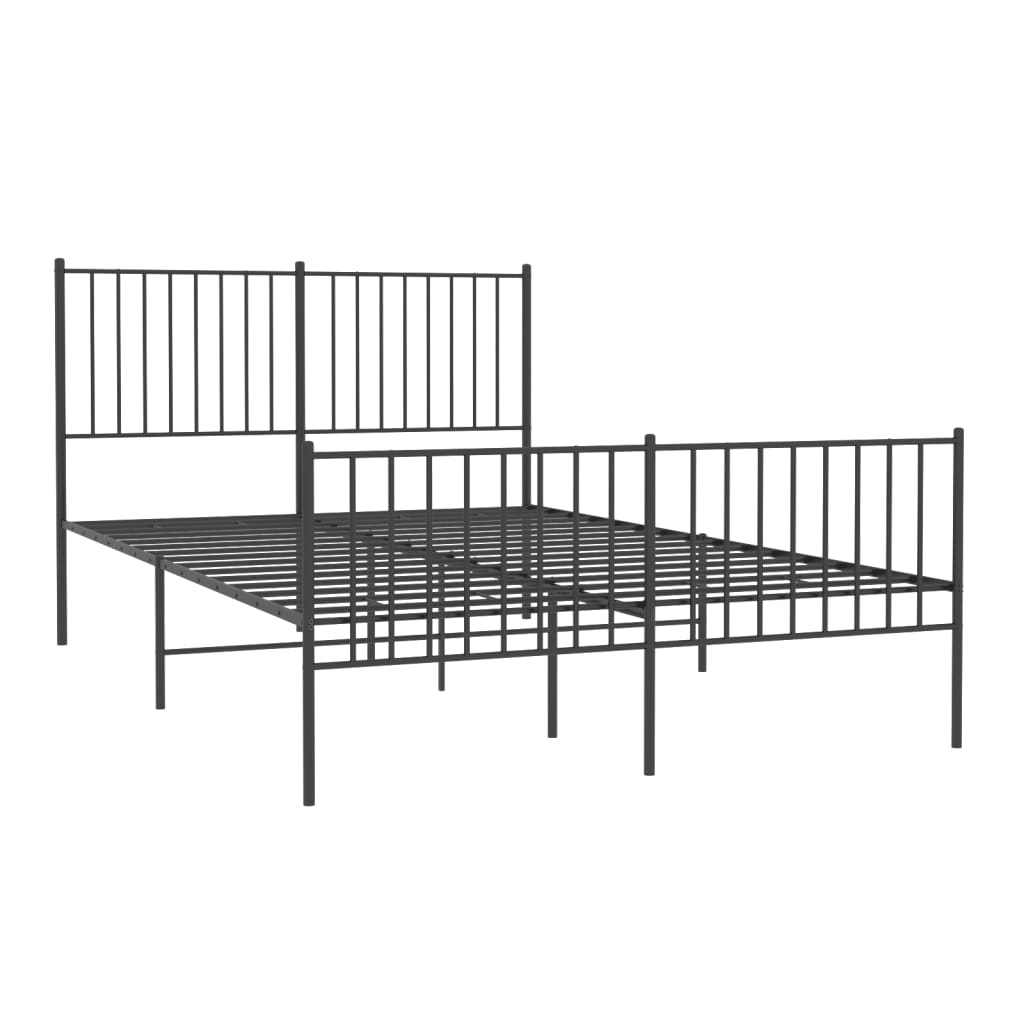 vidaXL Cadre de lit métal sans matelas avec pied de lit noir 135x190cm