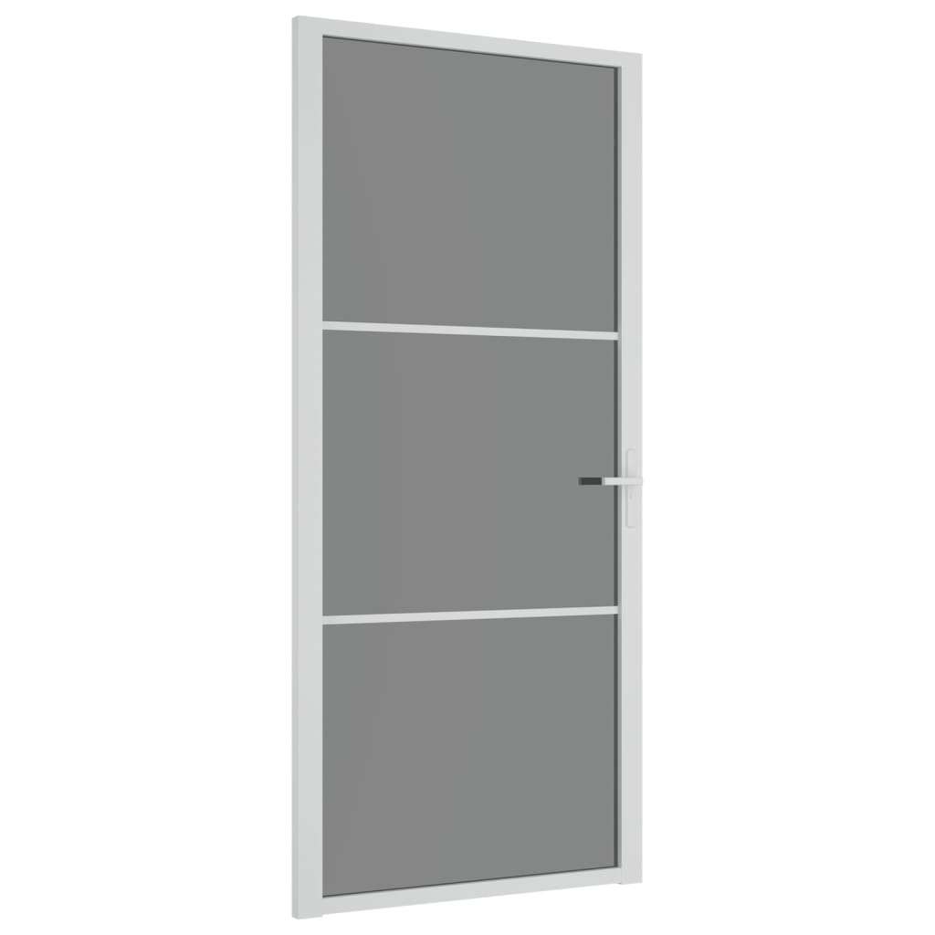 vidaXL Porte intérieure 93x201,5 cm Blanc Verre ESG et aluminium