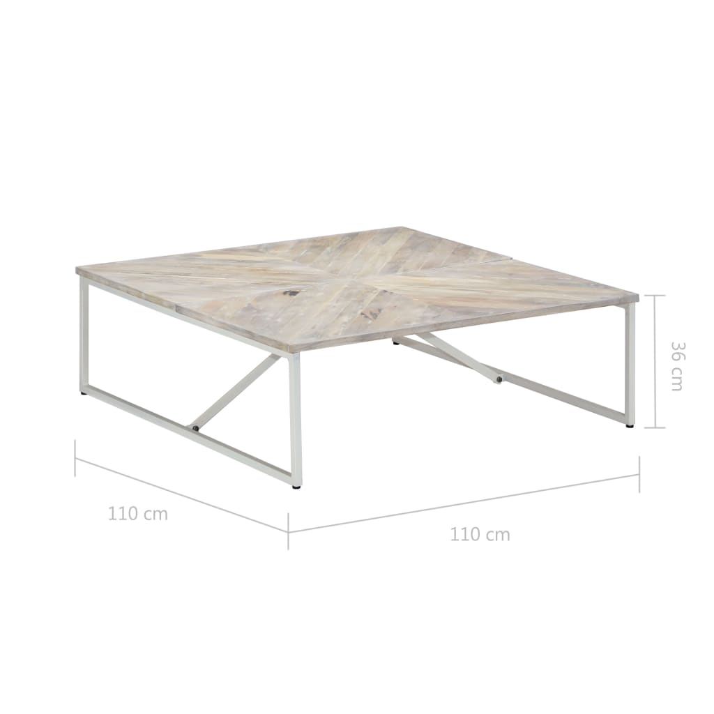 vidaXL Table basse 110x110x36 cm Bois de manguier solide