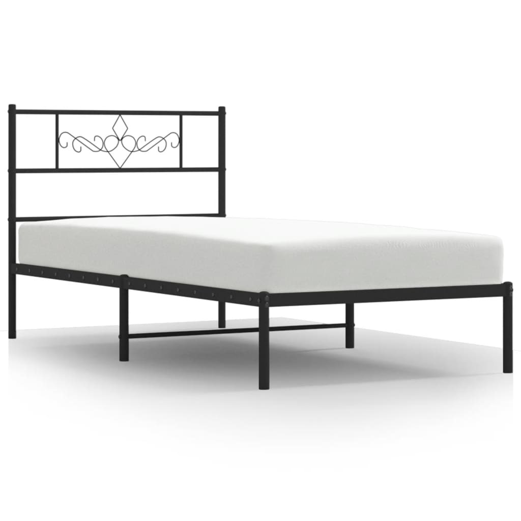 vidaXL Cadre de lit métal sans matelas avec tête de lit noir 100x200cm