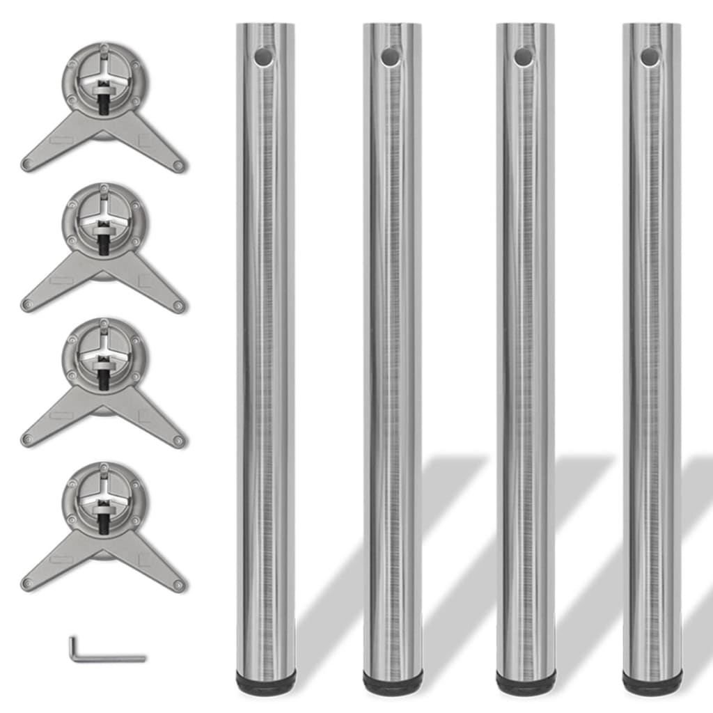 242136 4 Height Adjustable Table Legs Brushed Nickel 710 mm