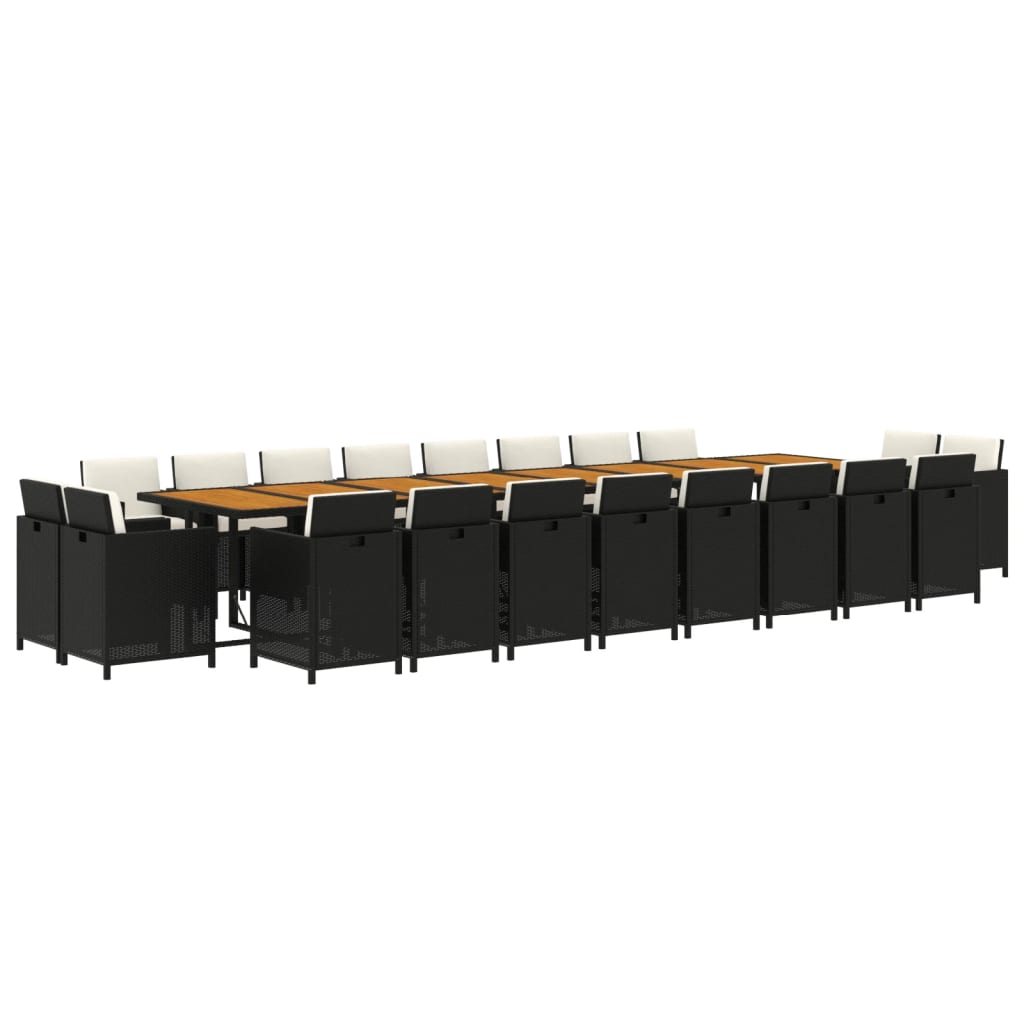 vidaXL Ensemble à dîner de jardin coussins 21 pcs Noir Résine tressée